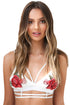 Sexy White Double Caged Rose Embroidery Bralette